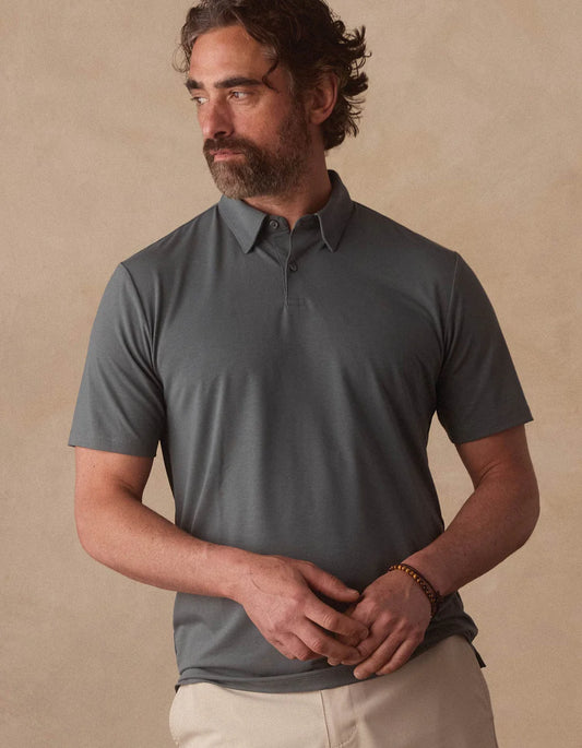 The Normal Brand LuxeJersey Polo in Mediterranean Green