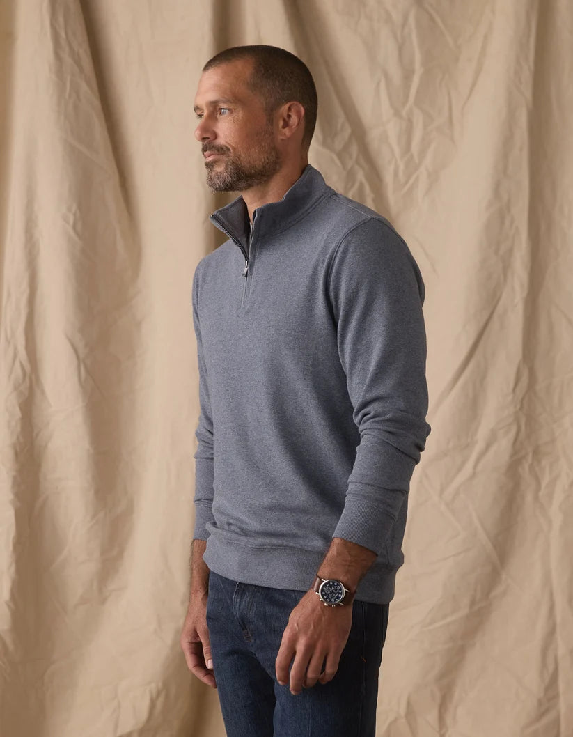 The Normal Brand Puremeso Weekend Quarter Zip in Bluestone