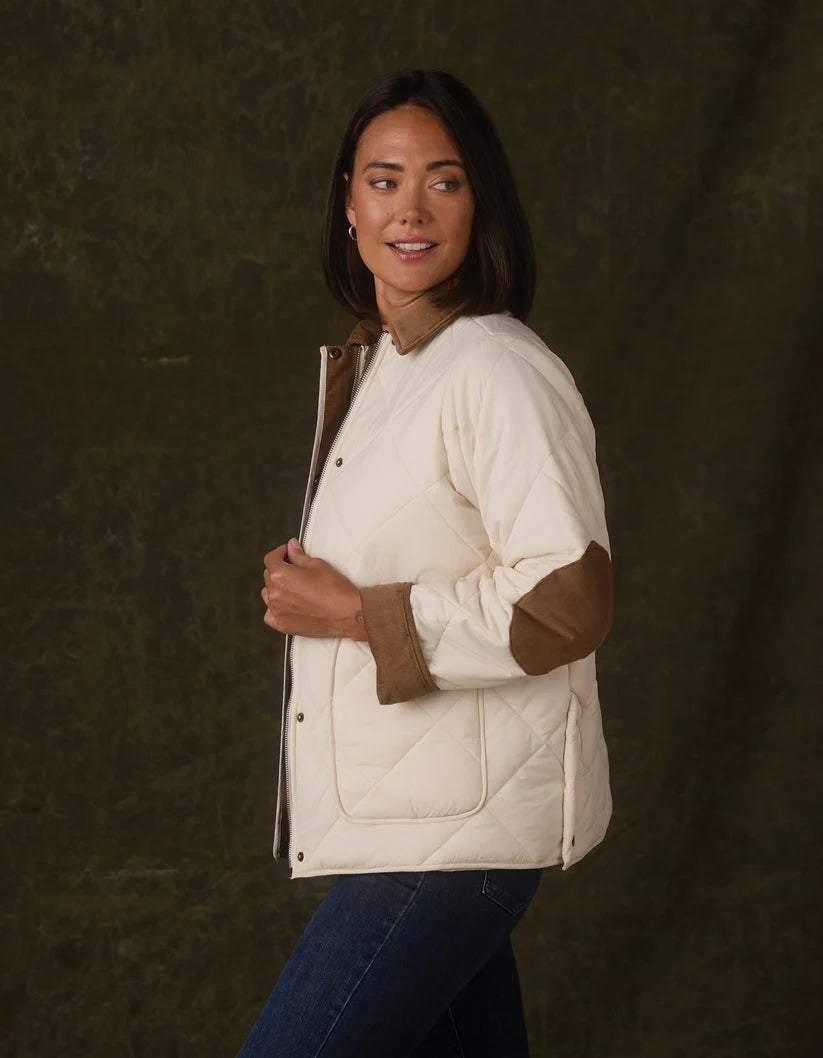The Normal Brand Quilted Liner Jacket in Ecru/Dark Taupe