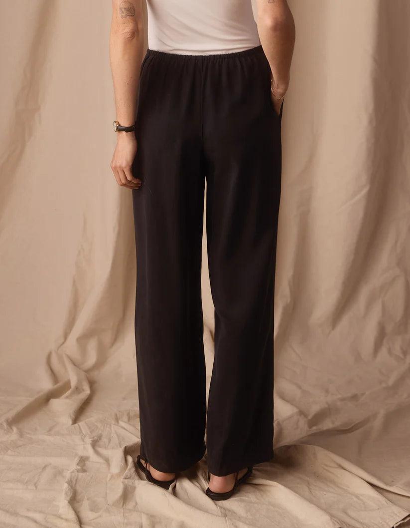 The Normal Brand Sueded Costa Drawcord Pant In Black