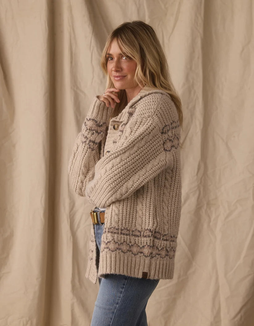 The Normal Brand Millie Sweater Jacket In Cream Multi