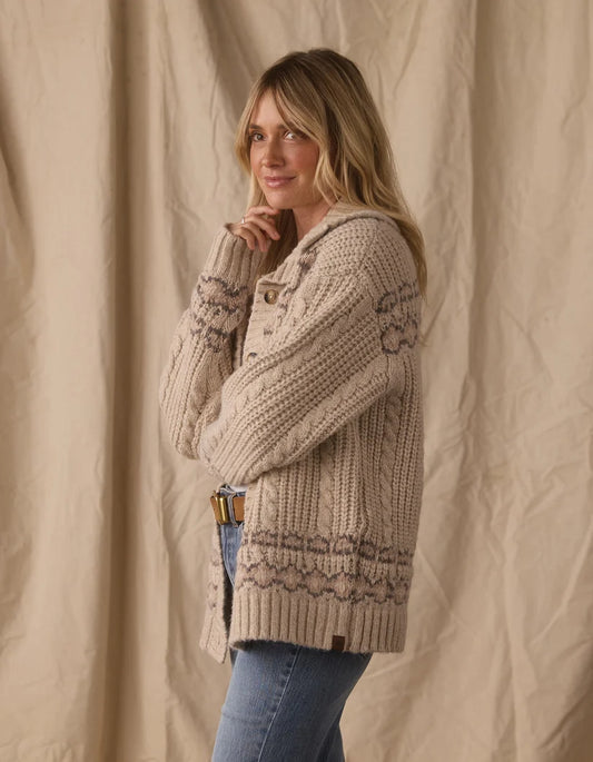 The Normal Brand Millie Sweater Jacket In Cream Multi