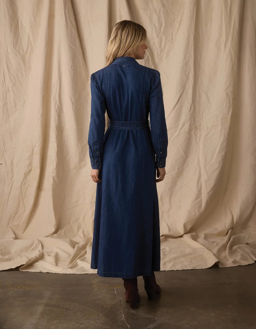 The Normal Brand Cotton Denim Shirt Dress In Dark Wash