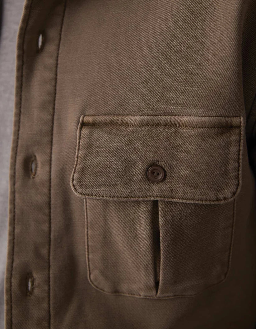 The Normal Brand Comfort Terry Shirt Jacket in Taupe
