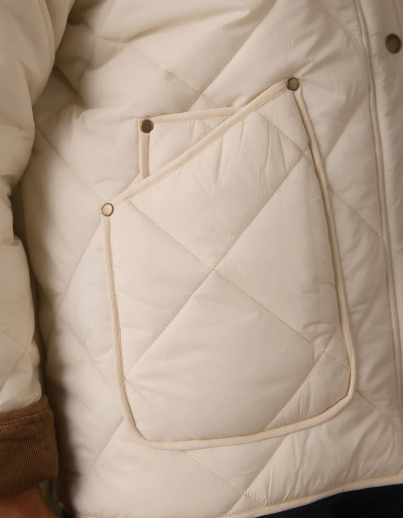 The Normal Brand Quilted Liner Jacket in Ecru/Dark Taupe