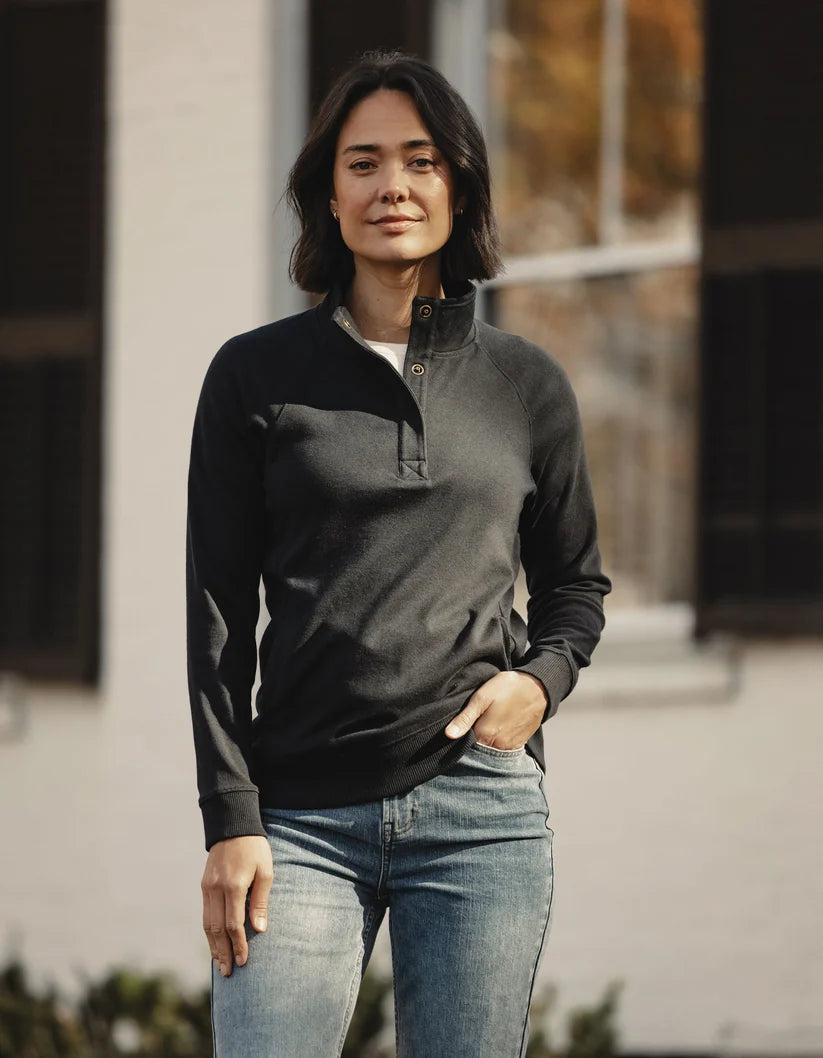 The Normal Brand Puremeso Weekend Snap Pullover In Black