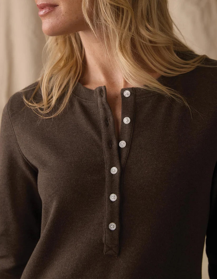 The Normal Brand Women's Puremeso Henley In Ash Brown