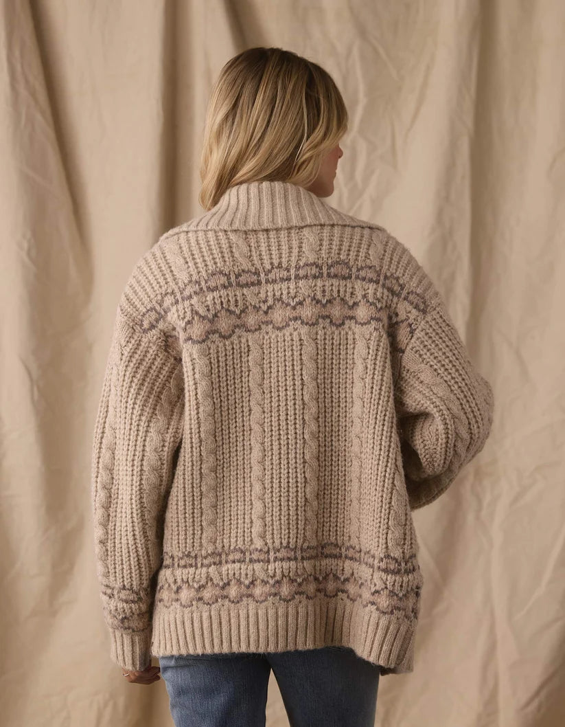 The Normal Brand Millie Sweater Jacket In Cream Multi