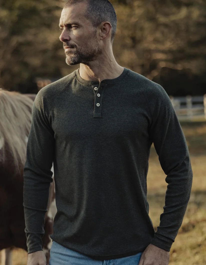 The Normal Brand Puremeso Everyday Henley in Olive