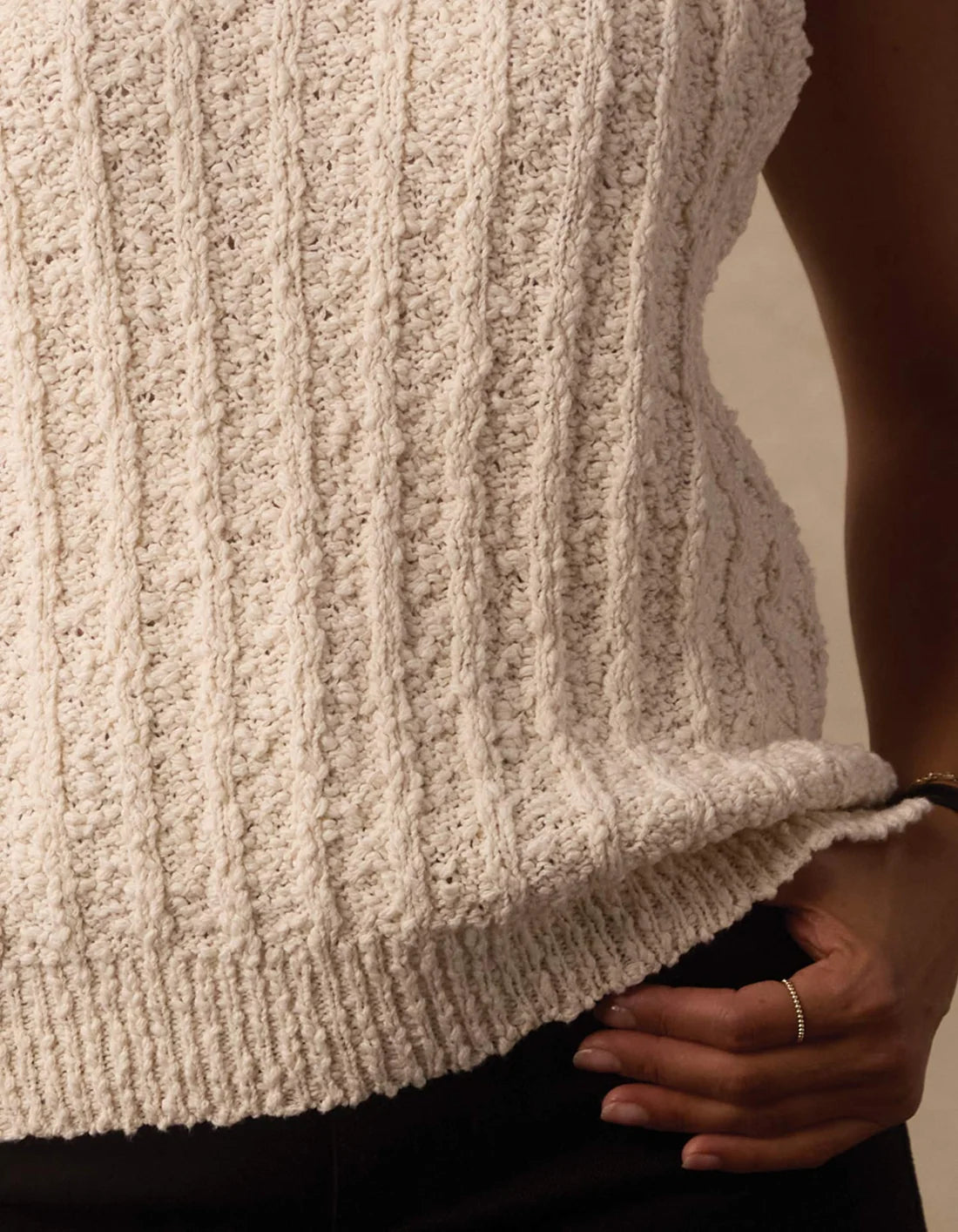 The Normal Brand Louise Scoop Neck Tank In Ivory