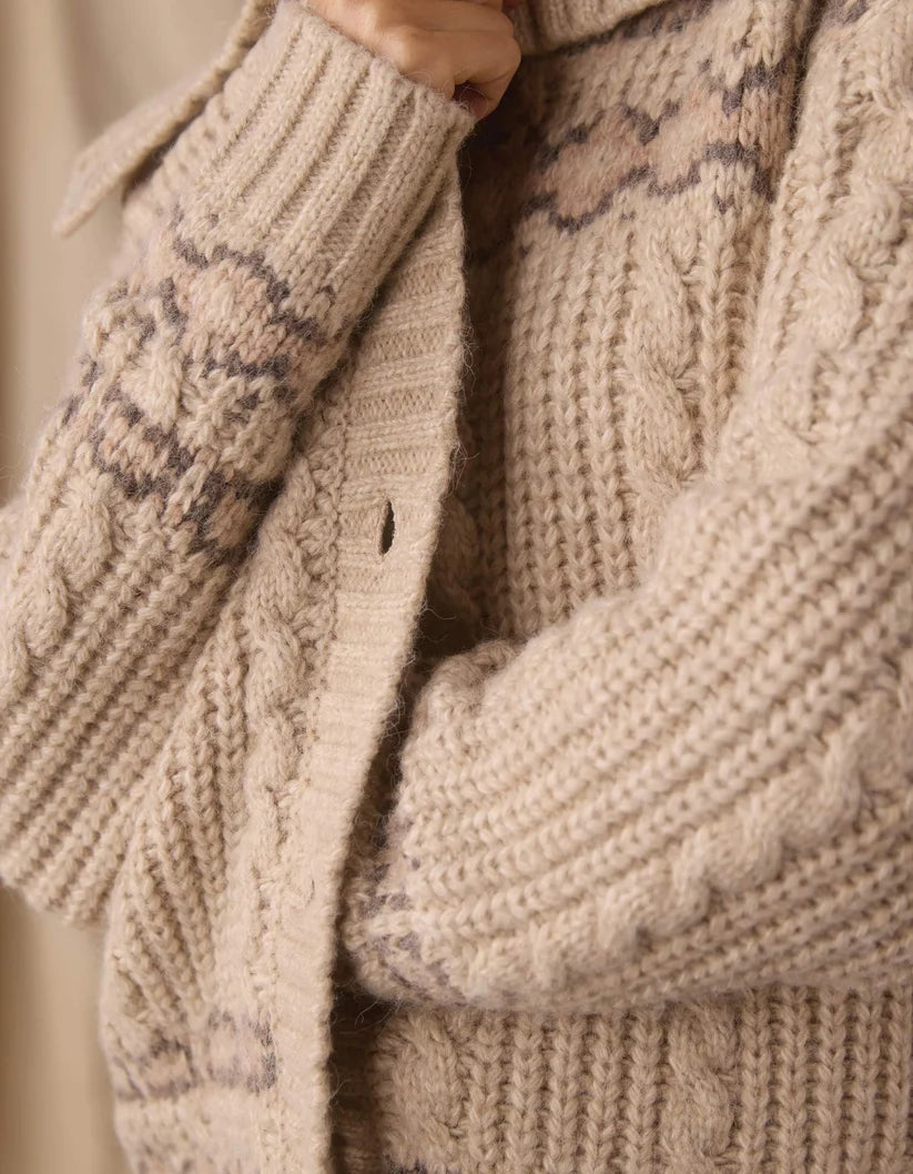 The Normal Brand Millie Sweater Jacket In Cream Multi
