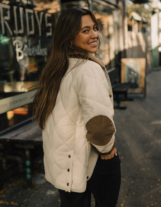 The Normal Brand Quilted Liner Jacket in Ecru/Dark Taupe