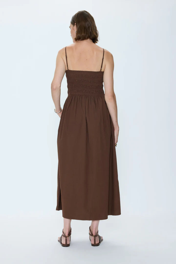 Pistola Bianca Shirred Bodice Dress In Bruna