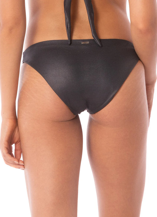 Maaji Women's Onyx Black Flirt Low Rise Thin Side Bikini Bottom