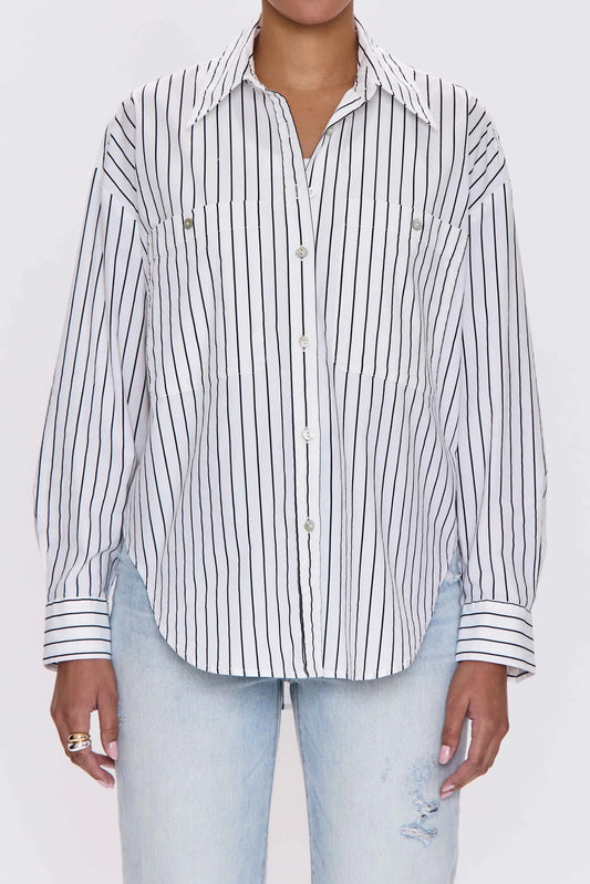 Pistola Samantha Oversized Button Up ~ Noir Le Blanc Stripe