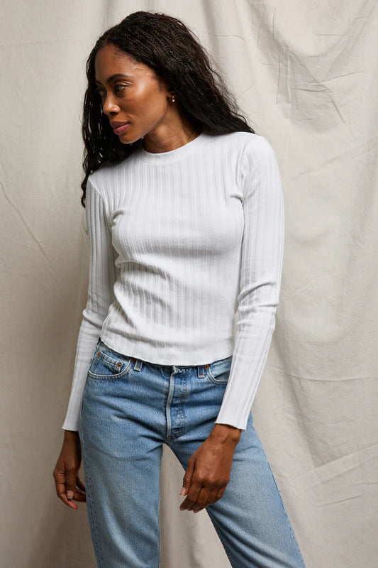 PerfectWhiteTee Rowe Poorboy Rib Long Sleeve Crew