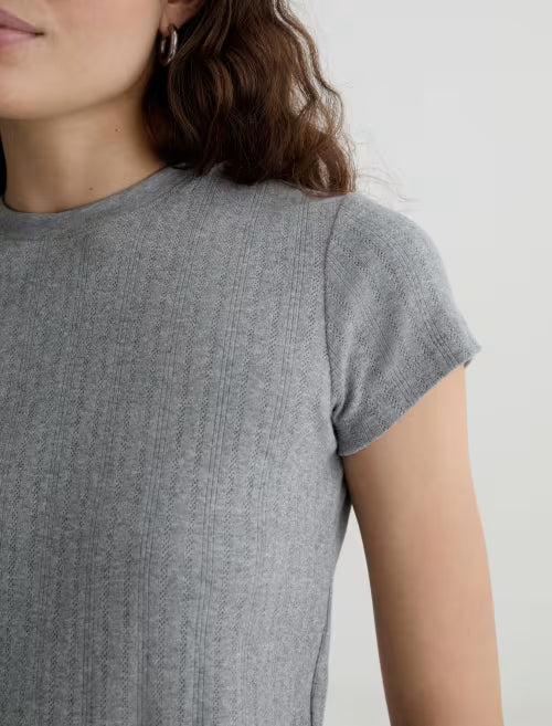 AG Sadie Crew 90's Vintage Pointelle Crop Tee