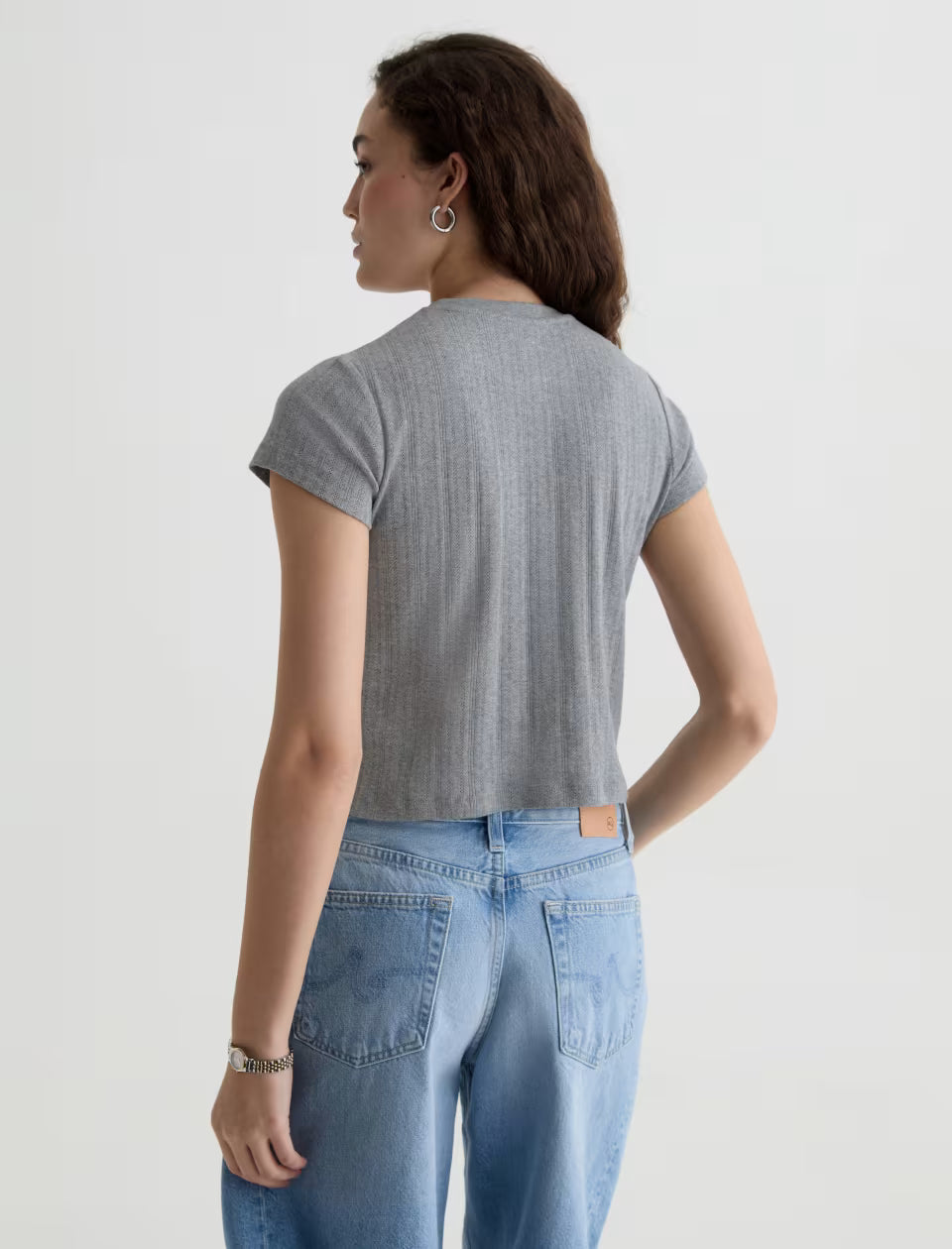 AG Sadie Crew 90's Vintage Pointelle Crop Tee