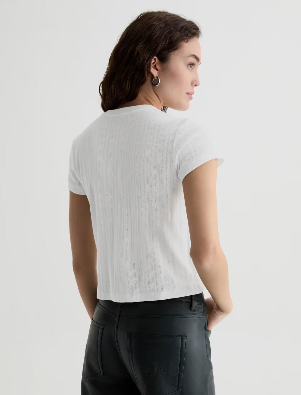 AG Sadie Crew 90's Vintage Pointelle Crop Tee