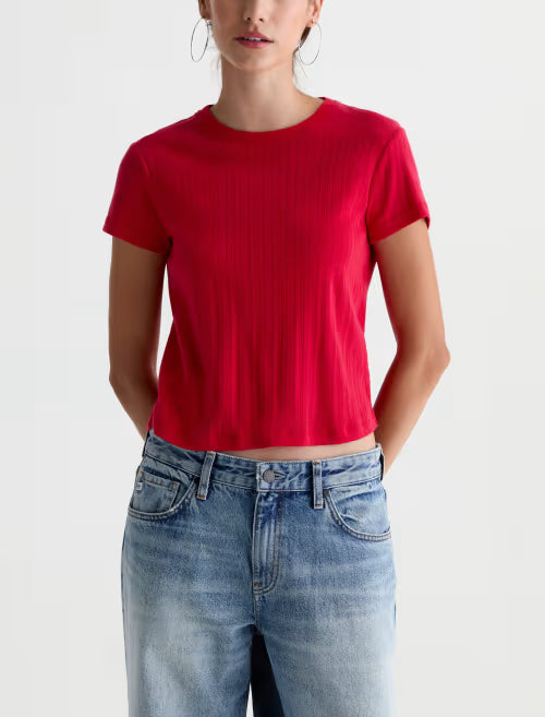 AG Sadie Crew 90's Vintage Pointelle Crop Tee