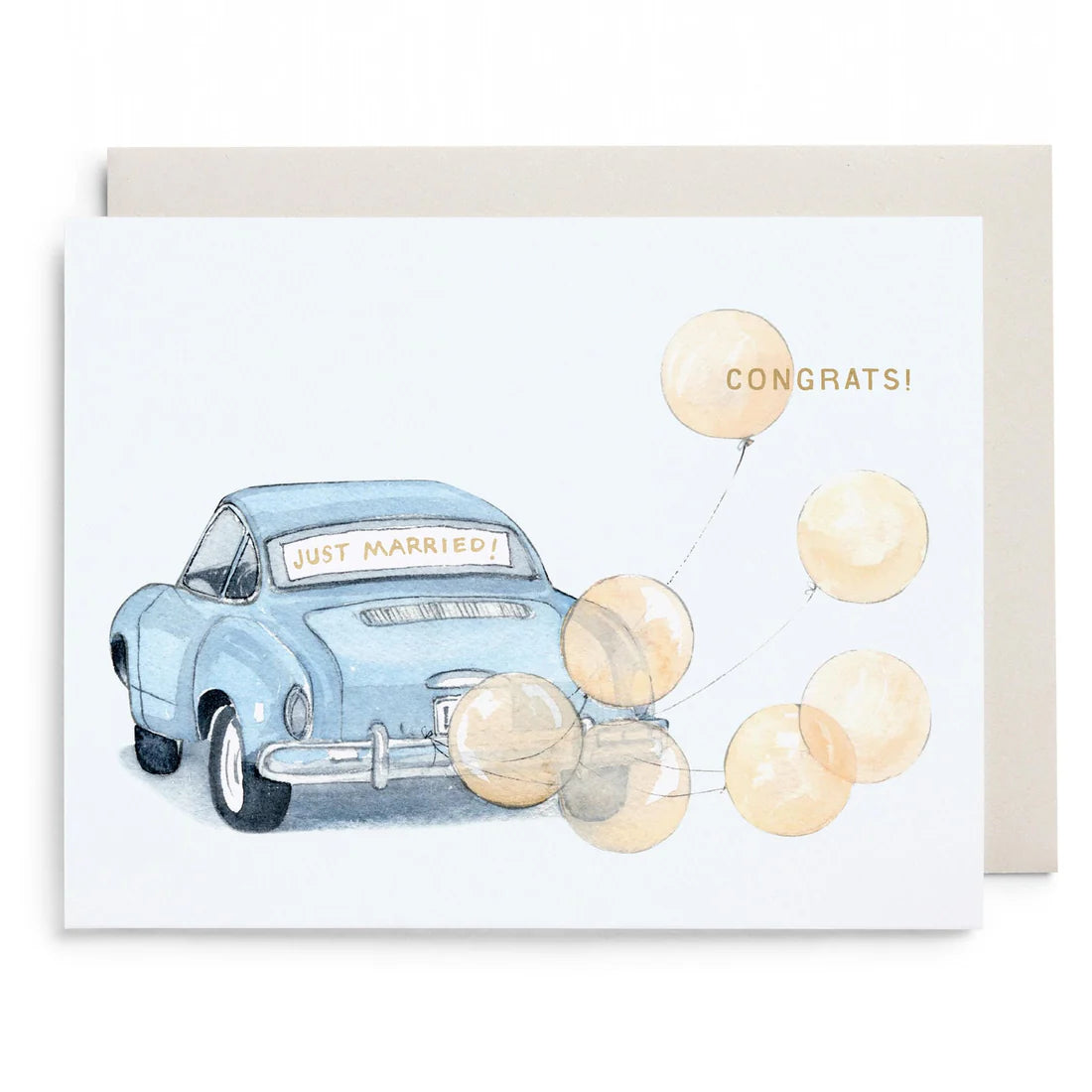 E. Frances Vintage Car Wedding Greeting Card