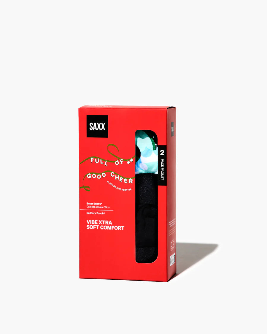 Saxx Vibe Xtra Soft Comfort Gift Box (2 Pack) Soft Comfort Boxer Brief 6"
