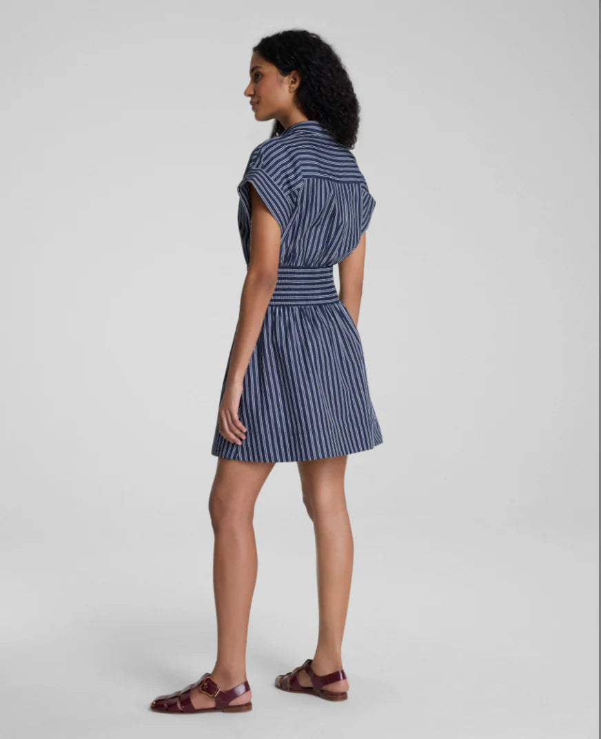 Spanx Poplin Smocked Mini Shirt Dress