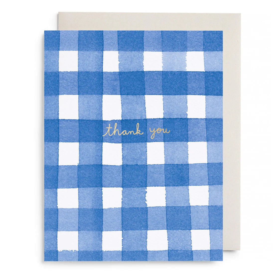 E. Frances Blue Gingham Thank You Greeting Card