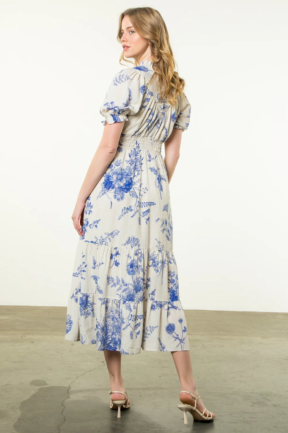 THML Floral Print Short Sleeve Maxi Dress