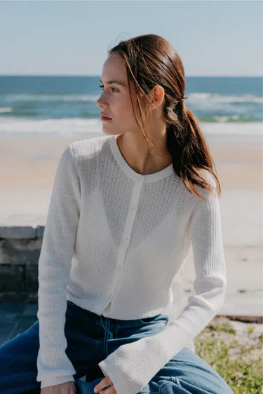 PerfectWhiteTee Ada Pointelle Cardigan