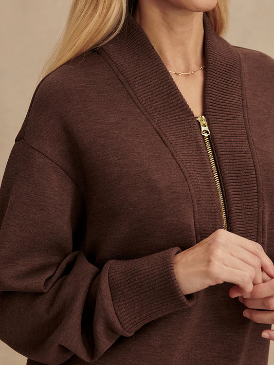 Varley Sally Half Zip Sweat- Coffee Bean Marl