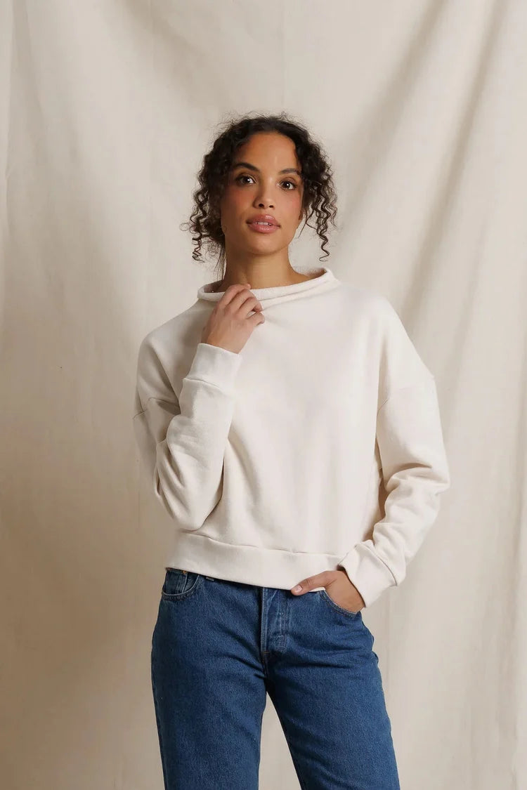 PerfectWhiteTee Arden French Terry Mock Neck Sweatshirt