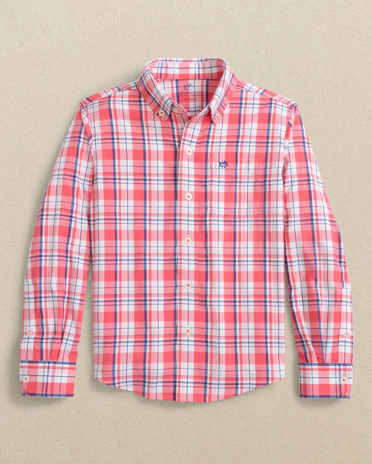 Southern Tide Boys Breakwater Plaid Intercoastal Long Sleeve Sport Shirt