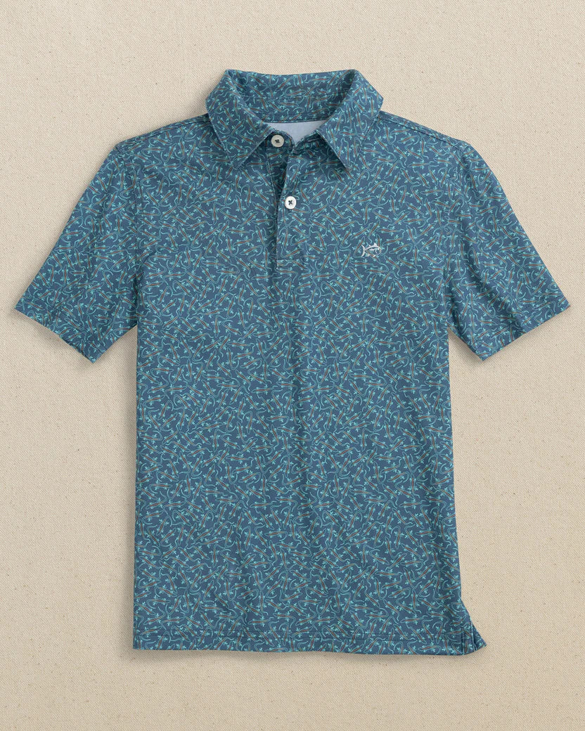 Southern Tide Boys Driver Iguana Glee Printed Performance Polo