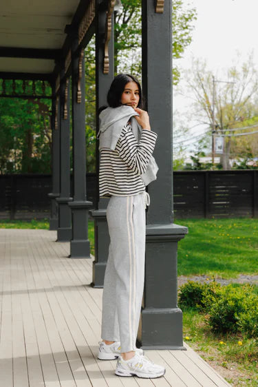 PerfectWhiteTee Claud Pureform Cropped Pant With Stripes