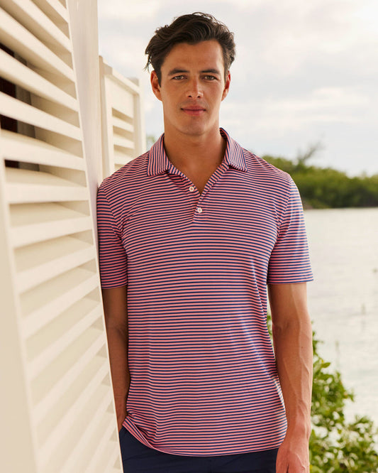 Southern Tide Men's Coastal Breeze Oceanfront Stripe Pique Performance Polo