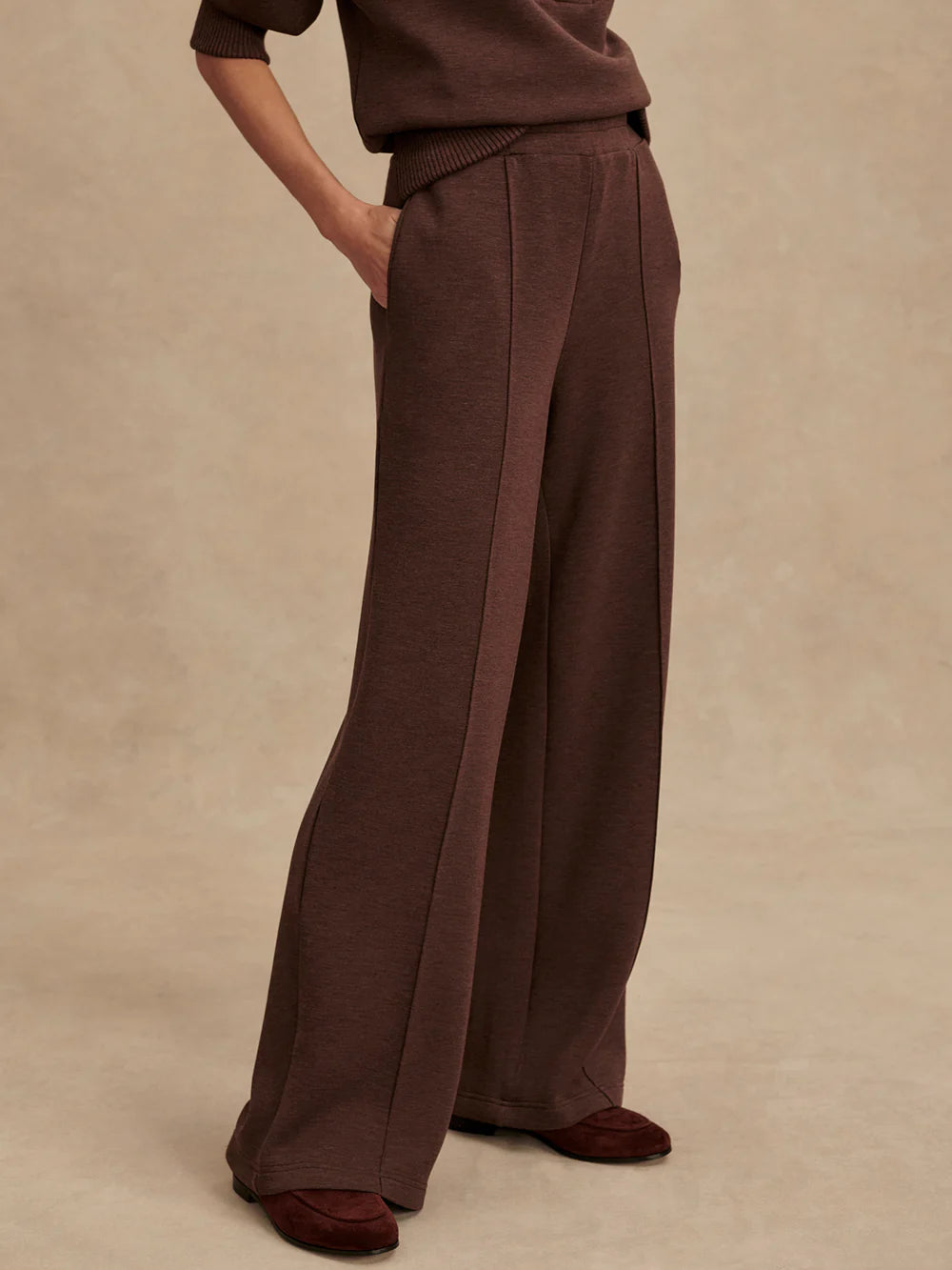 Varley The Wide Leg Pant 28- Coffee Bean Marl