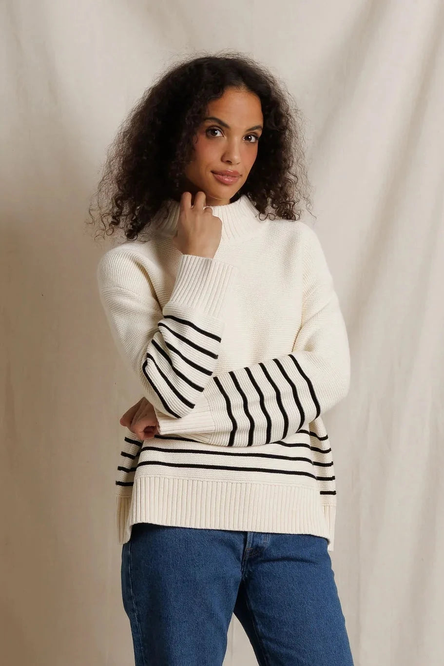 PerfectWhiteTee Elsie 100% Cotton Turtleneck Sweater