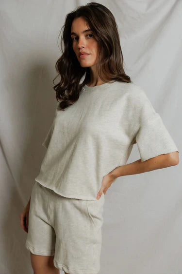 Perfectwhitetee Ezra Terry Short Sleeve Loose Sweatshirt