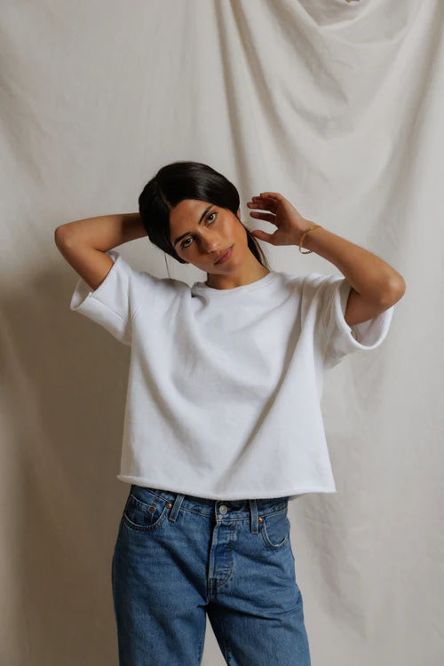 Perfectwhitetee Ezra Terry Short Sleeve Loose Sweatshirt