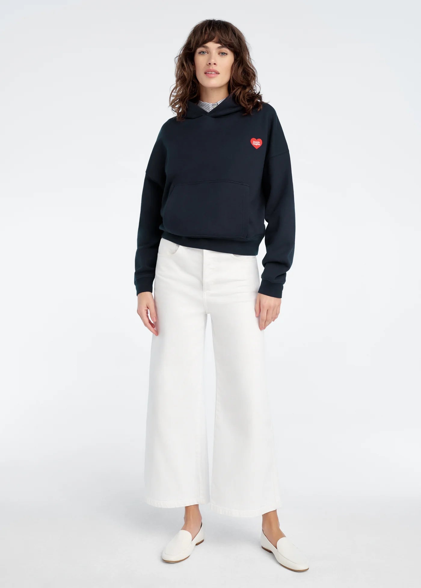 Favorite Daughter Heart Embroidered Heart Hoodie