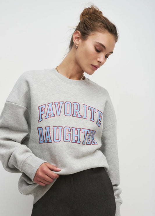 Favorite Daughter The Collegiate Sweatshirt- Heather Grey And Light Blue