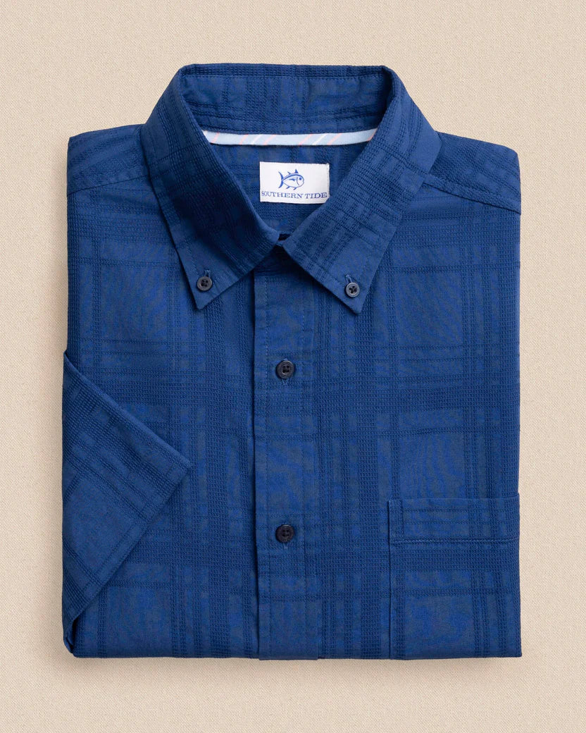 Southern Tide Men's Fort Fisher Textured Short Sleeve Sport Shirt