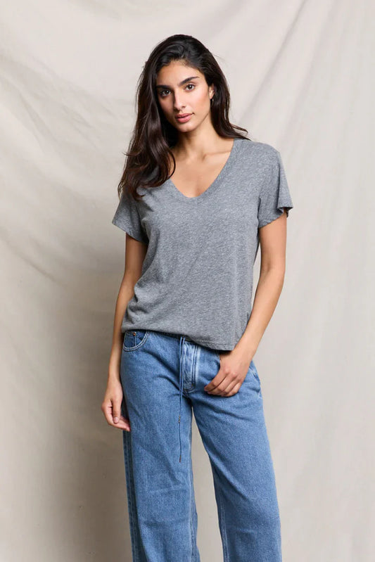PerfectWhiteTee Hendrix Cotton Boxy V Neck Tee