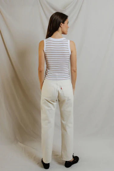 PerfectWhiteTee Khara Stripe Crispy Cotton Striped U-Neck Tank