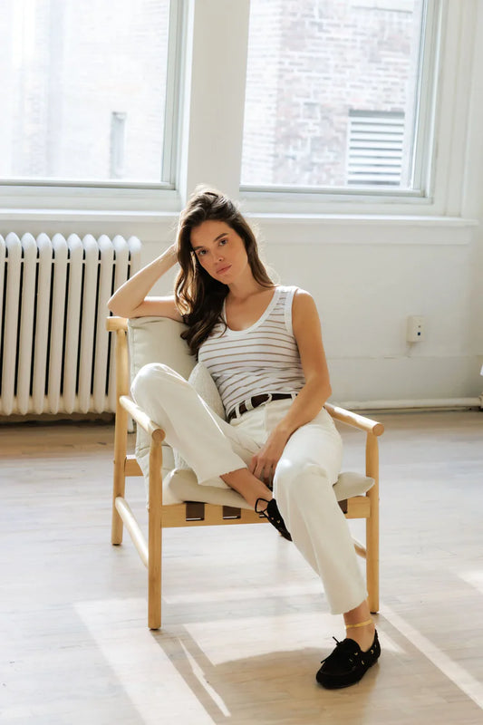 PerfectWhiteTee Khara Stripe Crispy Cotton Striped U-Neck Tank