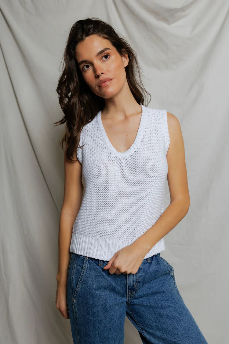 PerfectWhiteTee Peggy Cotton Sweater U-Neck Tank