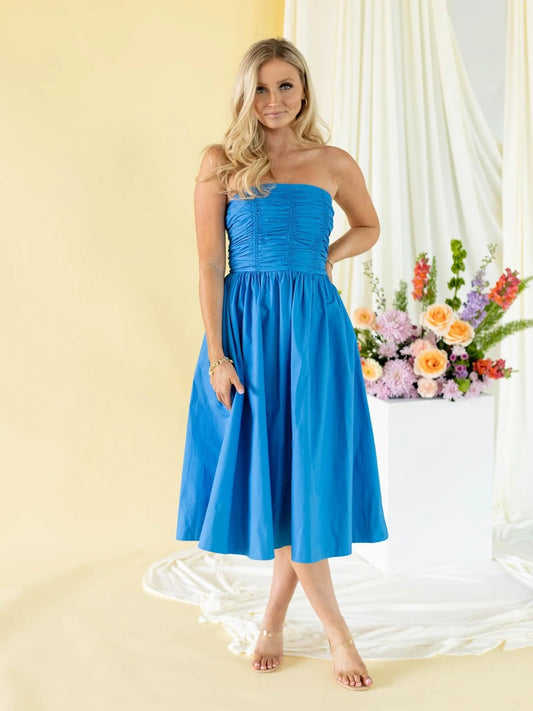 Pinch Women's Shirring Detailed Sleeveless Midi Dress