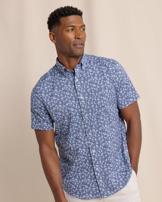 Southern Tide Men's Sail Away Brrr Intercoastal Short Sleeve Sport Shirt