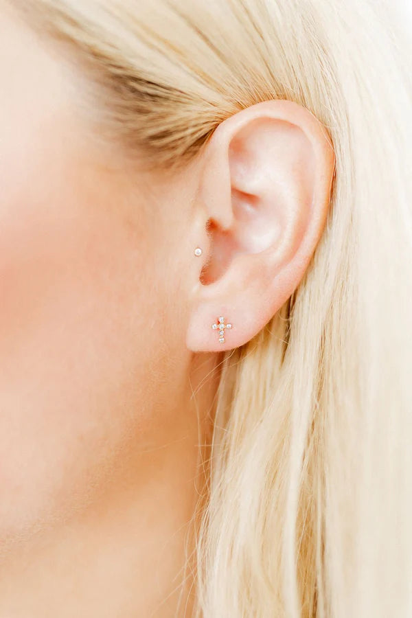 Linny Co. Screwback Stud Earrings - Clara Cross Gold